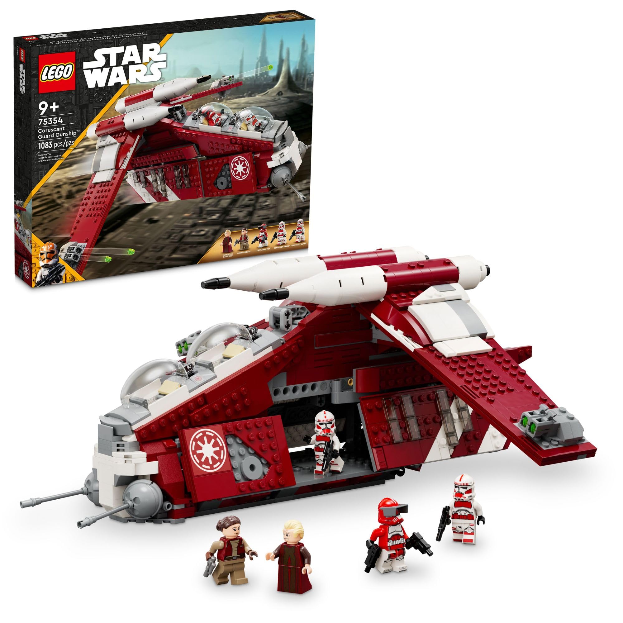 LEGO Star Wars The Clone Wars Coruscant Guard Gunship 75354 | Buildable Star Wars Toy for Kids Ages 9+ | Includes Chancellor Palpatine, Padme & 3 Clone Trooper Minifigures | Perfect Gift for Star Wars Fans | Battle Play & Display Collection