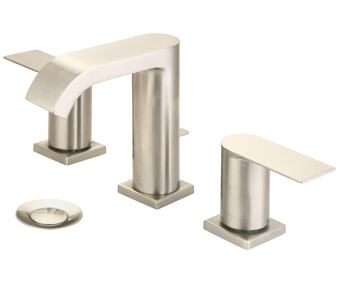 I4 Two Handle Bathroom Widespread Faucet in Brushed Nickel Finish - Perfect for Modern Bathroom Vanities and Sink Upgrades