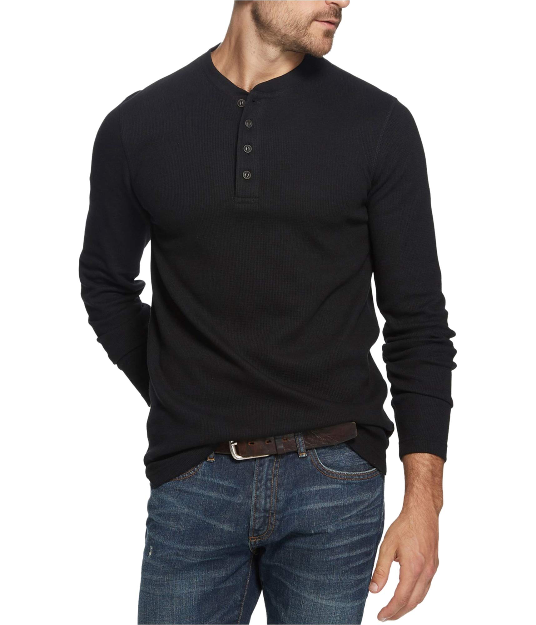 Weatherproof Men's Waffle-Knit Henley Shirt - Breathable Long Sleeve Thermal Top for Outdoor Activities, Camping & Hiking