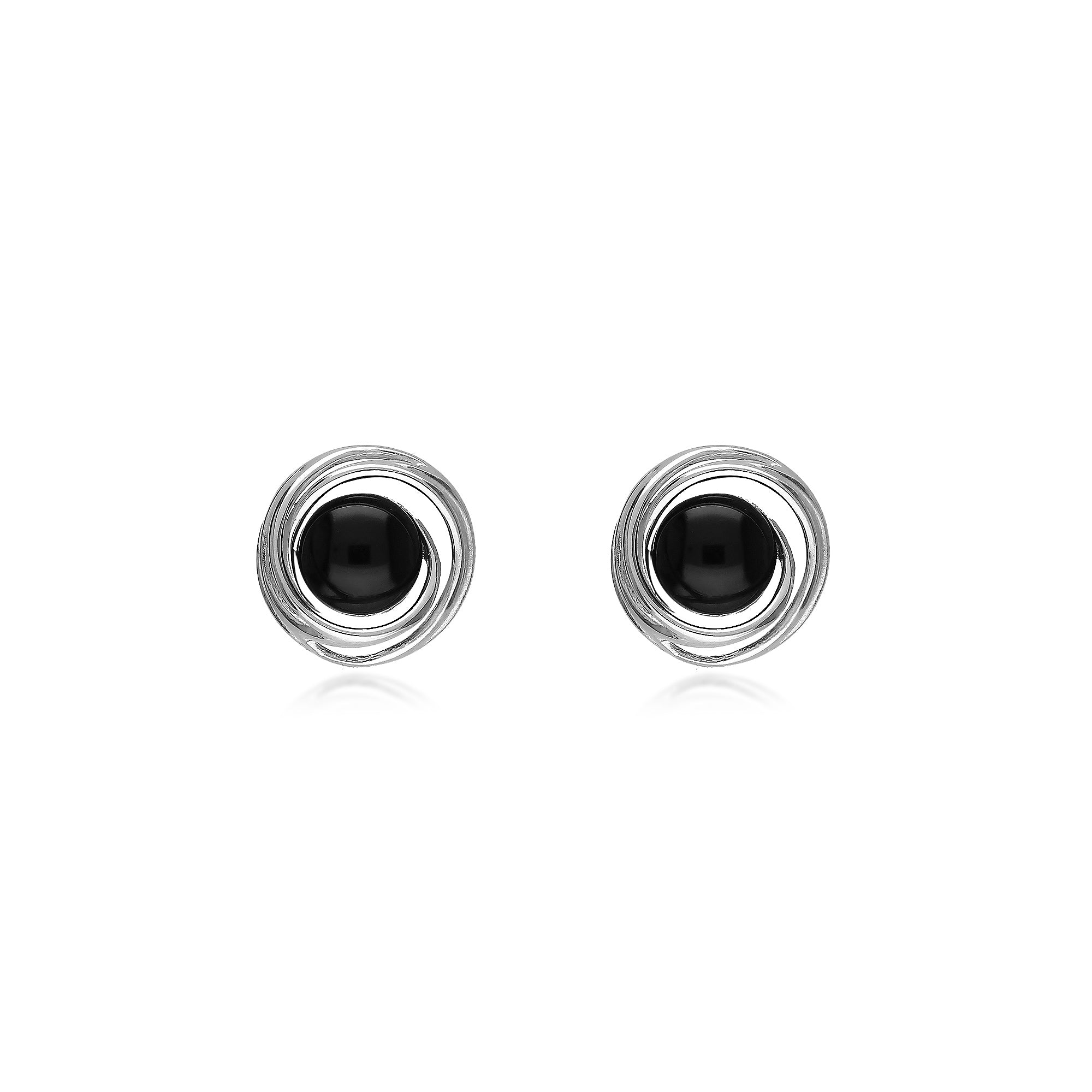 Sterling Silver Whitby Jet Swirl Round Stud Earrings for Women - Elegant Gothic Jewelry for Everyday Wear & Special Occasions