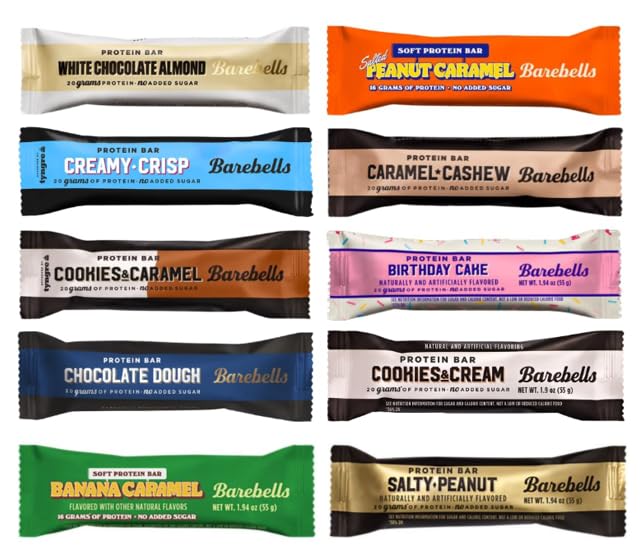 Barebels High Protein Bars Variety Pack - 20g Protein per Bar, Low Sugar, Gluten Free, Keto Friendly Snacks (10 Pack) - Perfect for Gym, Workout, Hiking & On-the-Go Energy Boost