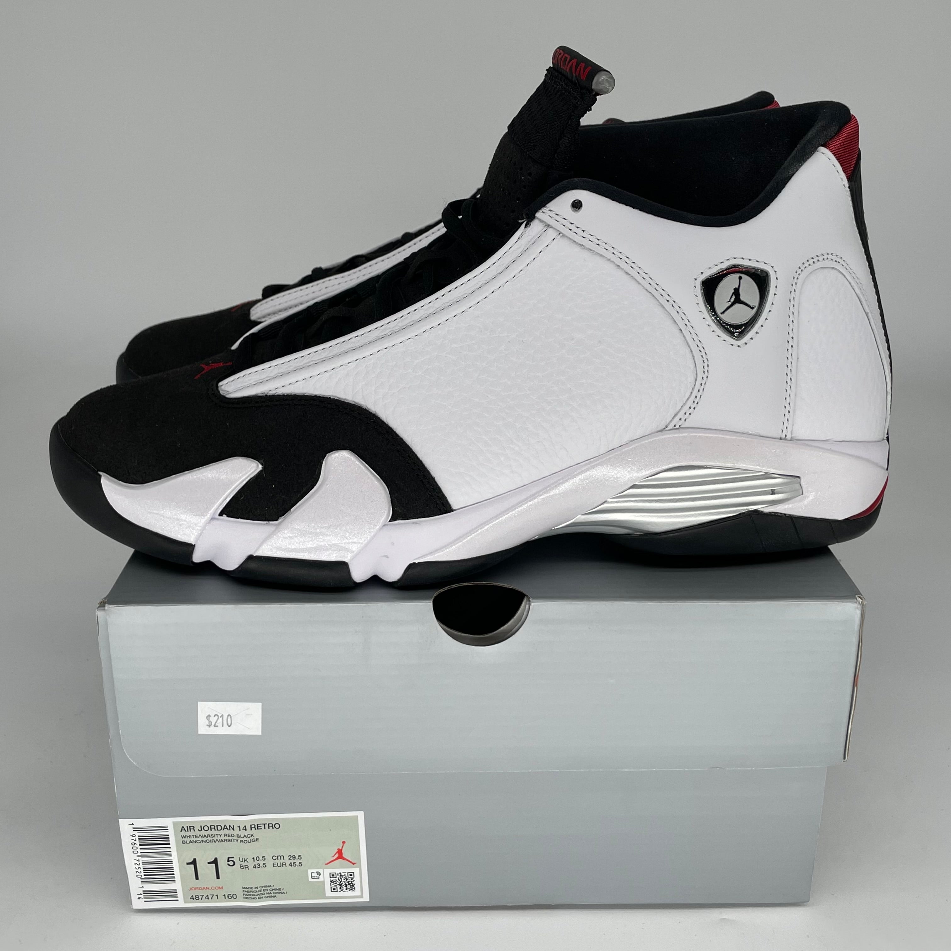 AIR JORDAN 14 Retro Black Toe Men's Basketball Shoes Size 11.5 - Style 487471-160 | Perfect for Streetwear, Sneaker Collecting & Basketball Games