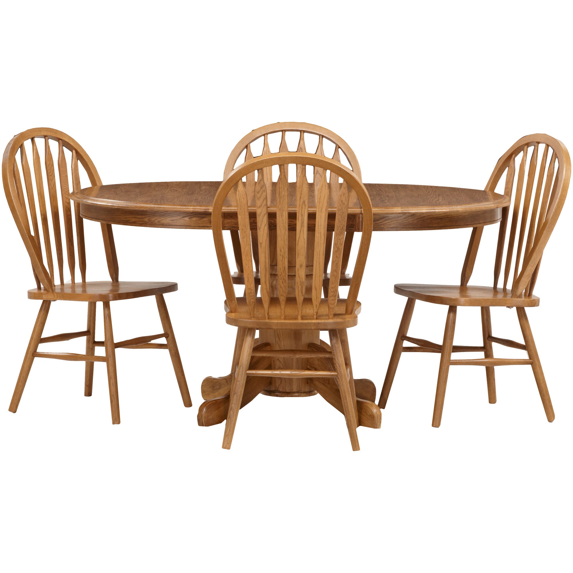 Jefferson 5-Piece Arrow Back Pedestal Dining Set - Modern Kitchen & Dining Room Furniture for Family Gatherings & Dinner Parties