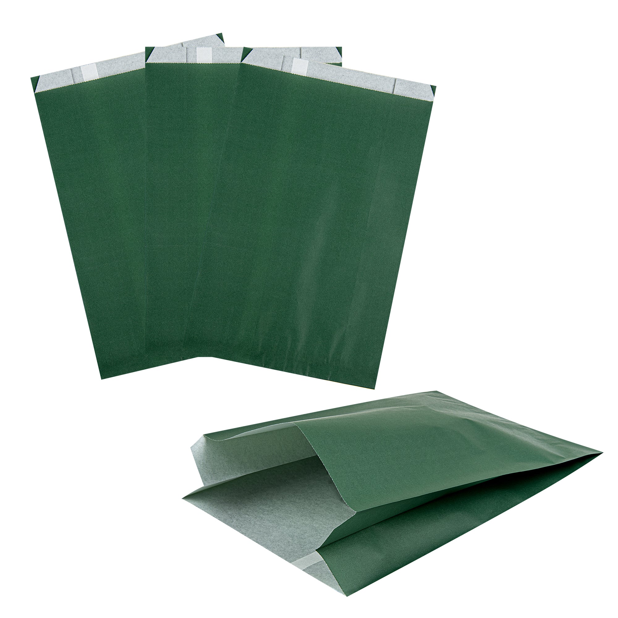 Eco-Friendly Forest Green French Fry & Snack Bags - 7x3x11 Inches, 100 Count Bulk Pack - Perfect for Fast Food, Movie Nights & Party Snacks