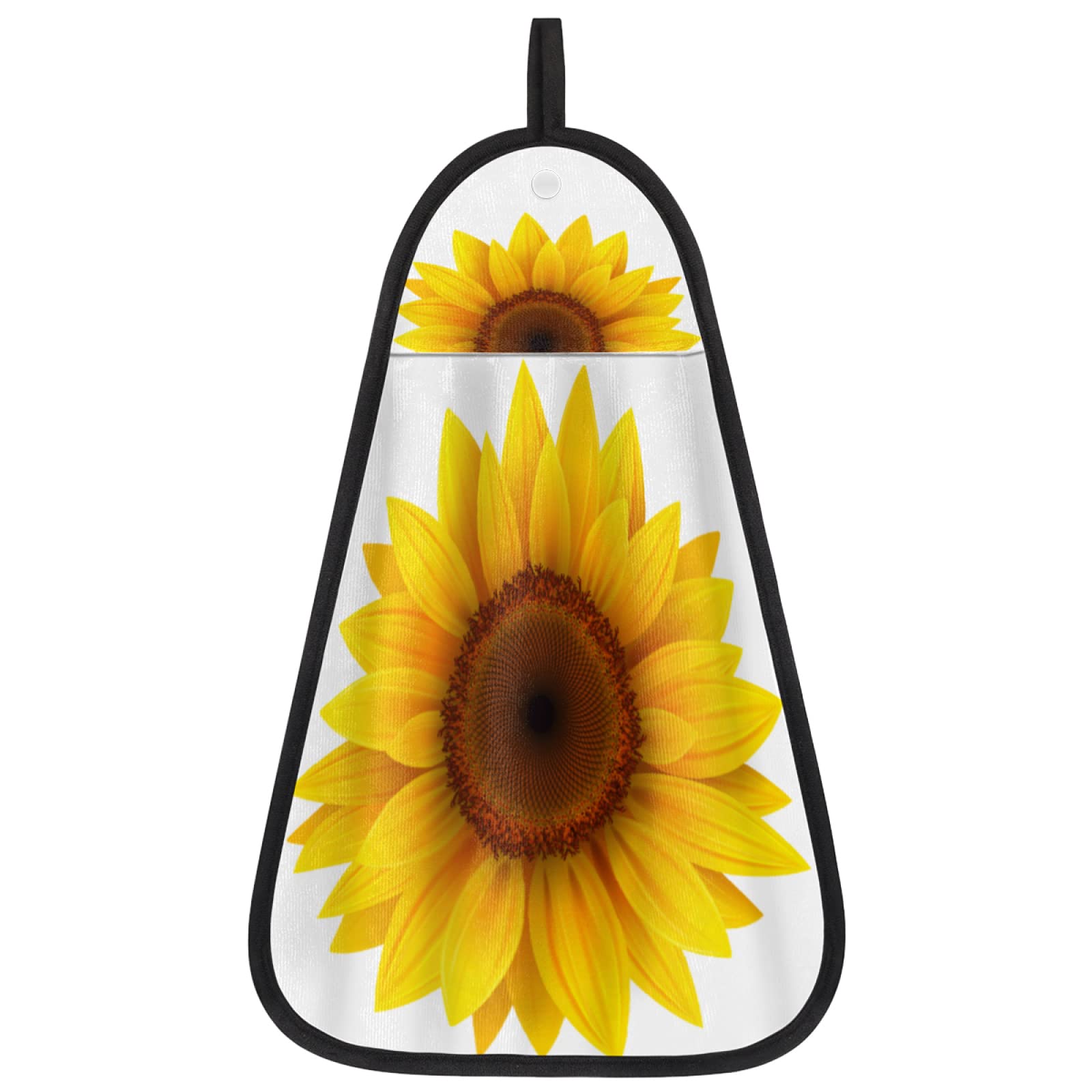 Sunflower Floral Kitchen Hand Towel with Hanging Loop - Yellow Cotton Dishcloth for Bathroom & Kitchen Decor | Absorbent, Machine Washable Towel for Home, Gifts & Farmhouse Style