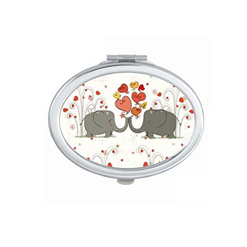 DIYthinker Grey Kissing Elephants Valentine's Day Mirror - Portable Folding Double-Sided Makeup Mirror for Travel, Home & Office Use