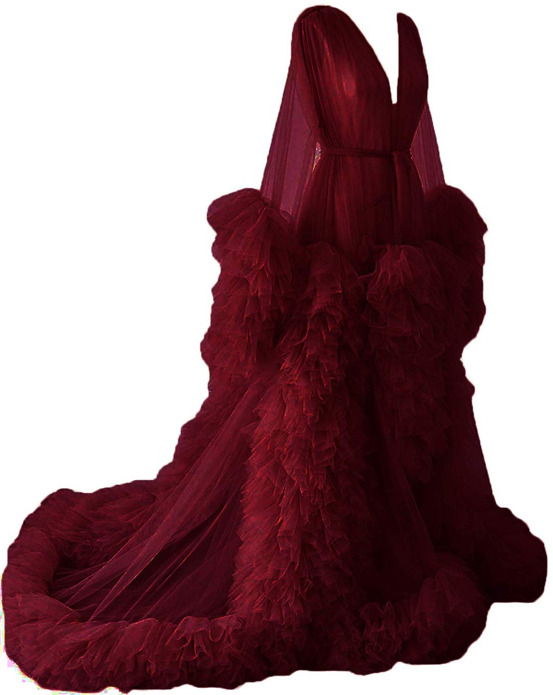 Elegant Tulle Robe Long Lingerie Bridal Dressing Gown - Puffy Nightgown for Wedding, Boudoir Photoshoot & Romantic Occasions