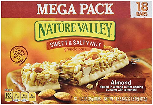 Crunchy Granola Bars - Sweet & Salty Nut Almond Snack (18 Bars) for Hiking & Office