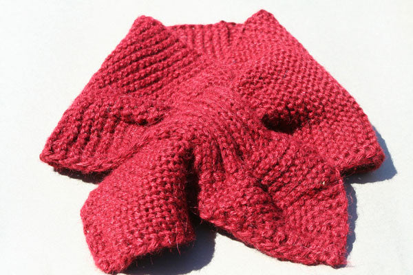 Soft Alpaca Hand Knitted Pull Through Scarf - Coral Winter Accessory for Women | Perfect for Cold Weather & Outdoor Activities