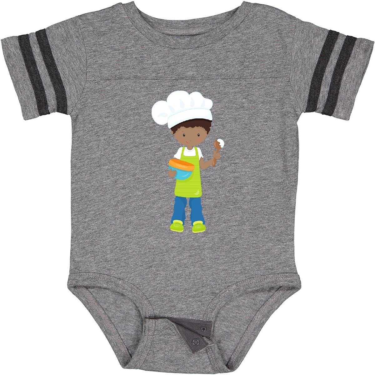 Inktastic African American Boy Baking Baker Bakery Apron Baby Bodysuit - Cute Cooking Outfit for Toddlers & Infants - Perfect for Baking Classes, Birthday Parties & Family Kitchen Time