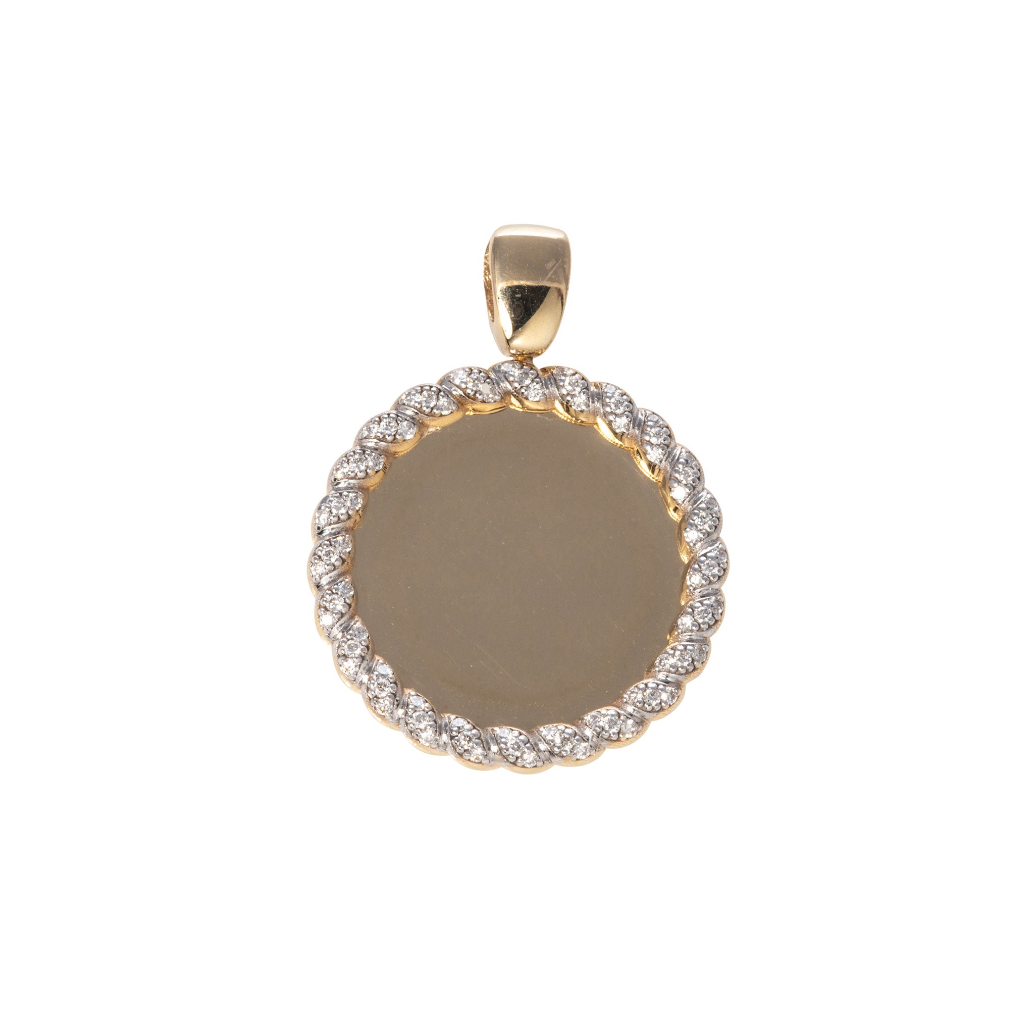 Mary Diamond Rope Edge Disc Pendant Necklace - Elegant 14K Gold Jewelry for Women - Perfect for Weddings, Anniversaries & Special Occasions
