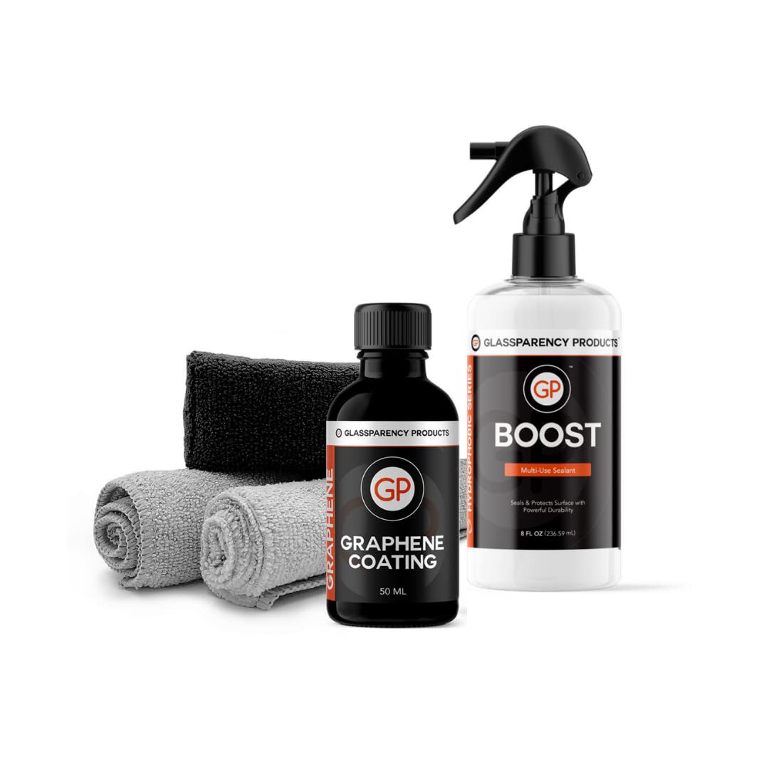 Premium Graphene Ceramic Coating Kit for Cars - Ultra Hydrophobic Nano Coating with Spray Sealant, Microfiber Applicator & Edgeless Towels | Long-Lasting Paint Protection & Water Repellent for Automotive Detailing & DIY Car Care