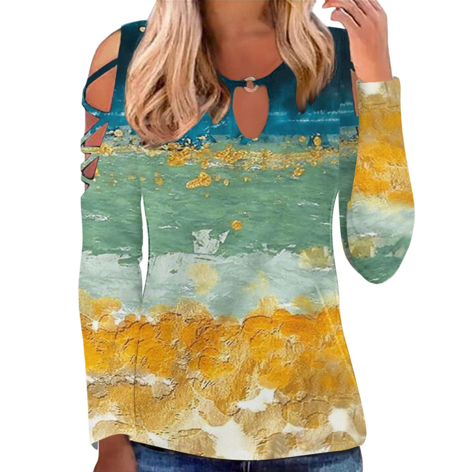 Women's Hollow Out Short Sleeve Crewneck Cold Shoulder T-Shirt - Sexy Casual Summer Top for Beach, Party & Daily Wear - Loose Fit Tech Set