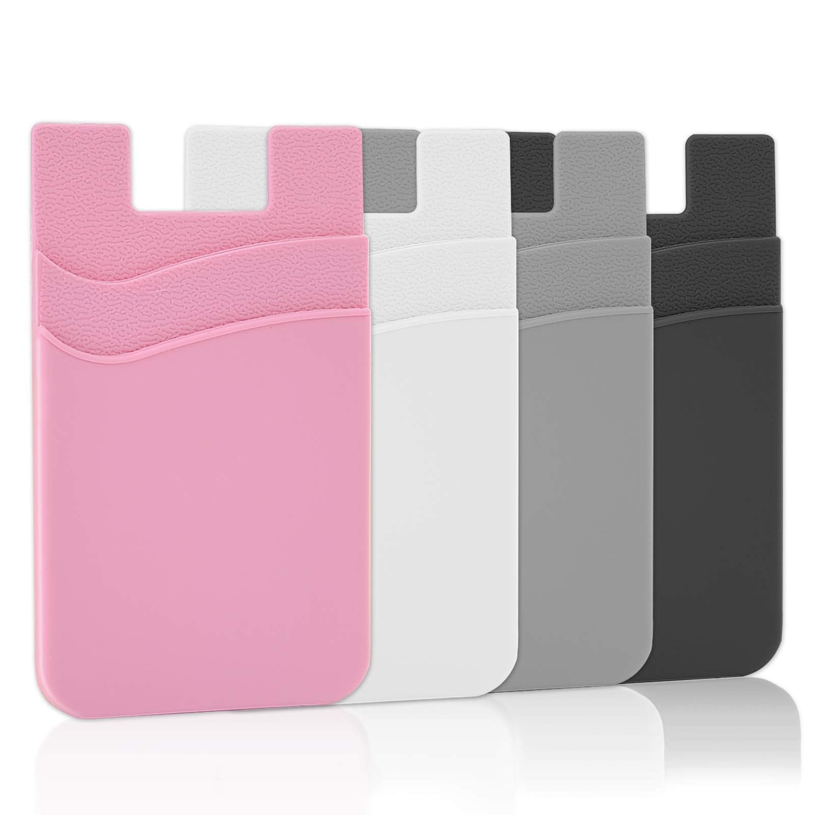 Stick-on Silicone Card Holder for iPhone & Samsung Galaxy - 4 Pack Phone Wallet with Credit Card Sleeve | Perfect for Hands-Free Shopping, Gym & Travel Accessories