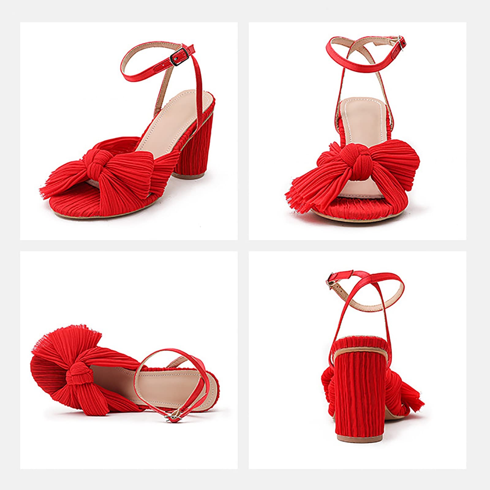 QAZX Women's Mid Block Heel Court Shoes - Comfortable Work Sandals for Ladies, Round Toe Dress Office Pumps - Red (Size 43) | Perfect for Business, Wedding & Formal Occasions