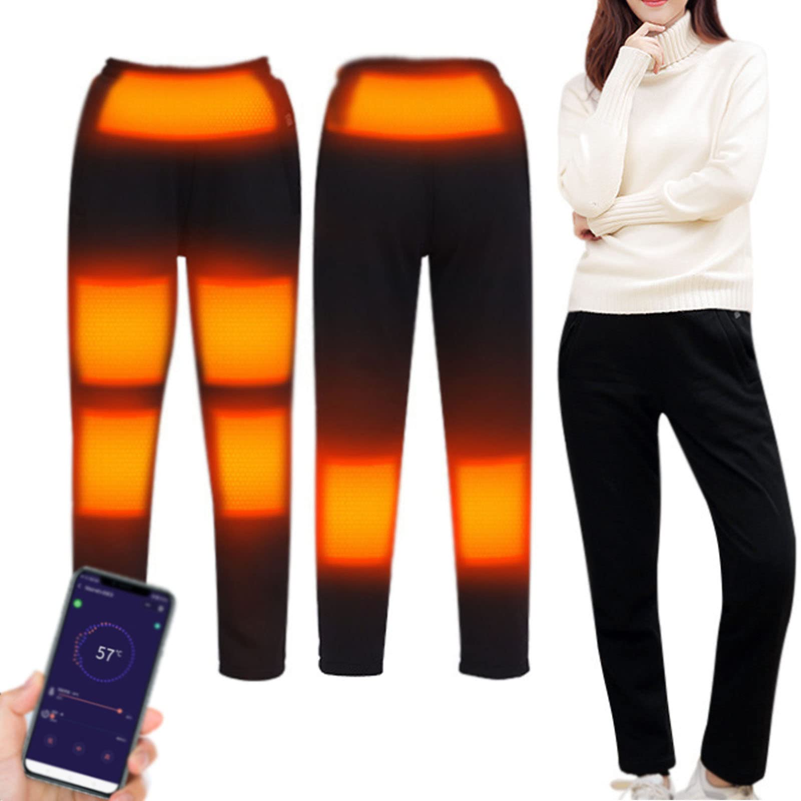 KUMADAI USB Heated Pants for Men & Women - Electric Thermal Winter Pants with Adjustable Temperature, Rechargeable Battery - Perfect for Skiing, Hiking, Camping & Outdoor Winter Activities