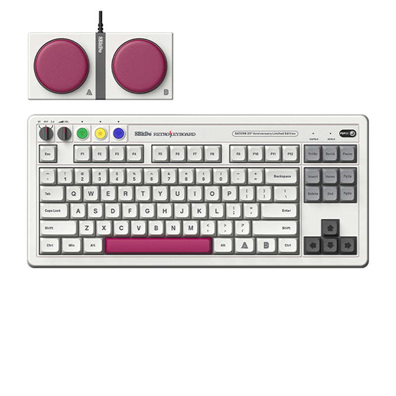 8BitDo Retro S Edition Wireless Mechanical Keyboard - 2.4G/Bluetooth/USB-C Tri-Mode, RGB Backlit, 87 Keys - Perfect for Gaming, Typing & Office Work