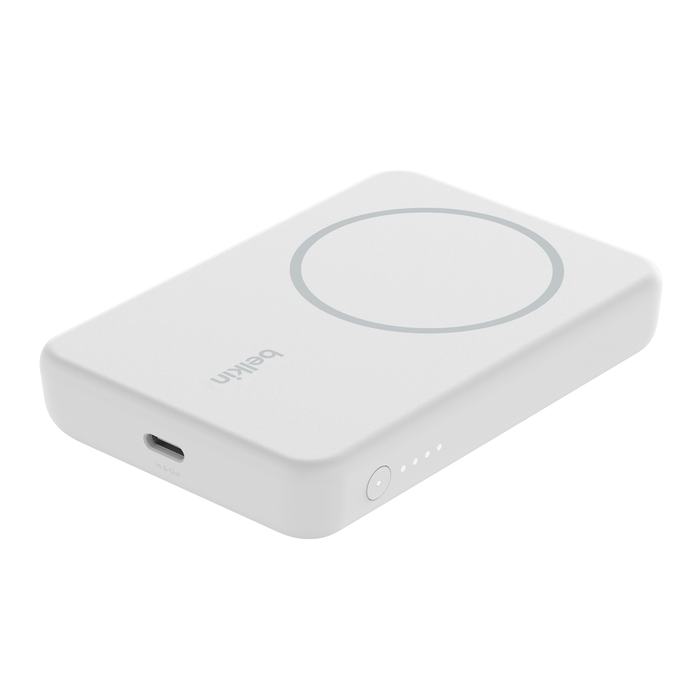 Belkin MG 5000mAh Portable Power Bank - High Capacity White External Battery Charger for iPhone, Samsung, Android Phones - Perfect for Travel, Camping & Emergency Power Backup
