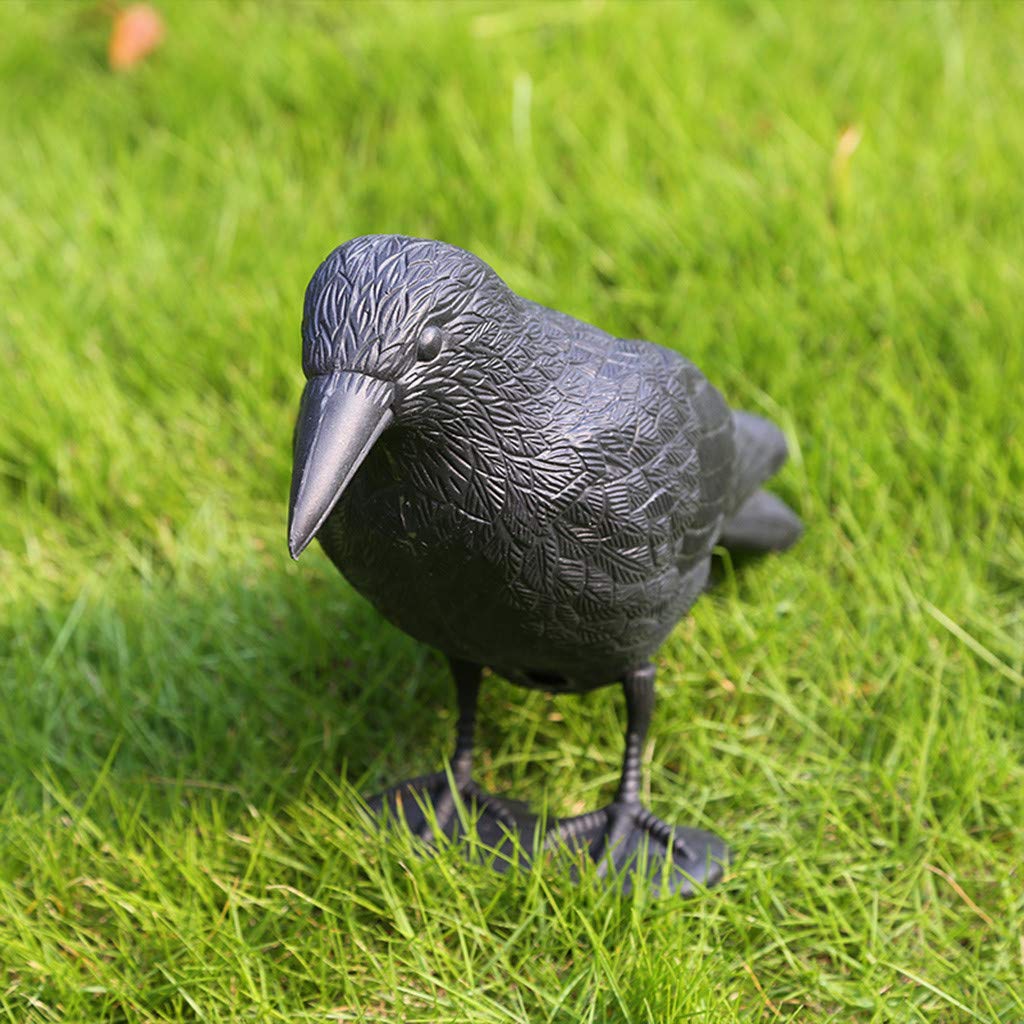 Guolarizi Plastic Fake Crow Decoy - Realistic Garden Hunting Tool & Bird Scare Bait for Outdoor Pest Control - Perfect for Patio, Lawn, and Garden Decoration (Black)