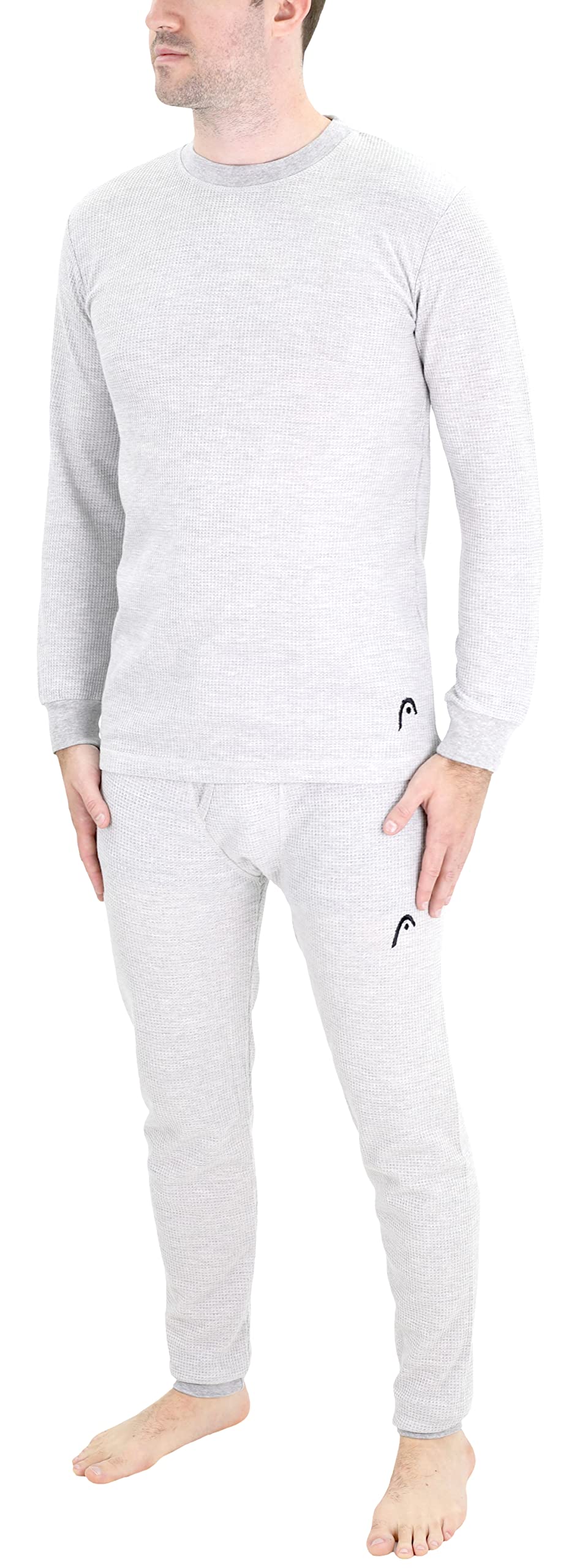 HEAD Men's 2-Piece Waffle Knit Thermal Baselayer Underwear Set - X-Large, Grey - Warm Winter Underwear for Skiing, Hiking & Outdoor Activities
