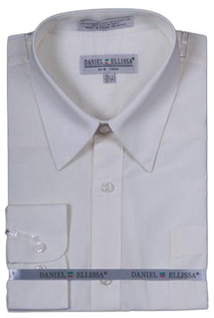 DANIEL ELLISSA Men's Slim Fit CVC Shirt DS3003 in Ecru - Perfect for Business Casual, Office Wear & Smart Outfits