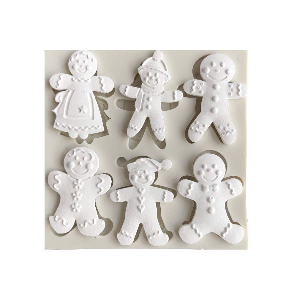 6-Cavity Christmas Gingerbread Man Silicone Mold - Premium Baking Tray for Chocolate, Candy, Jelly, Soap & Ice Cubes - Perfect for Holiday Treats, DIY Crafts & Festive Desserts