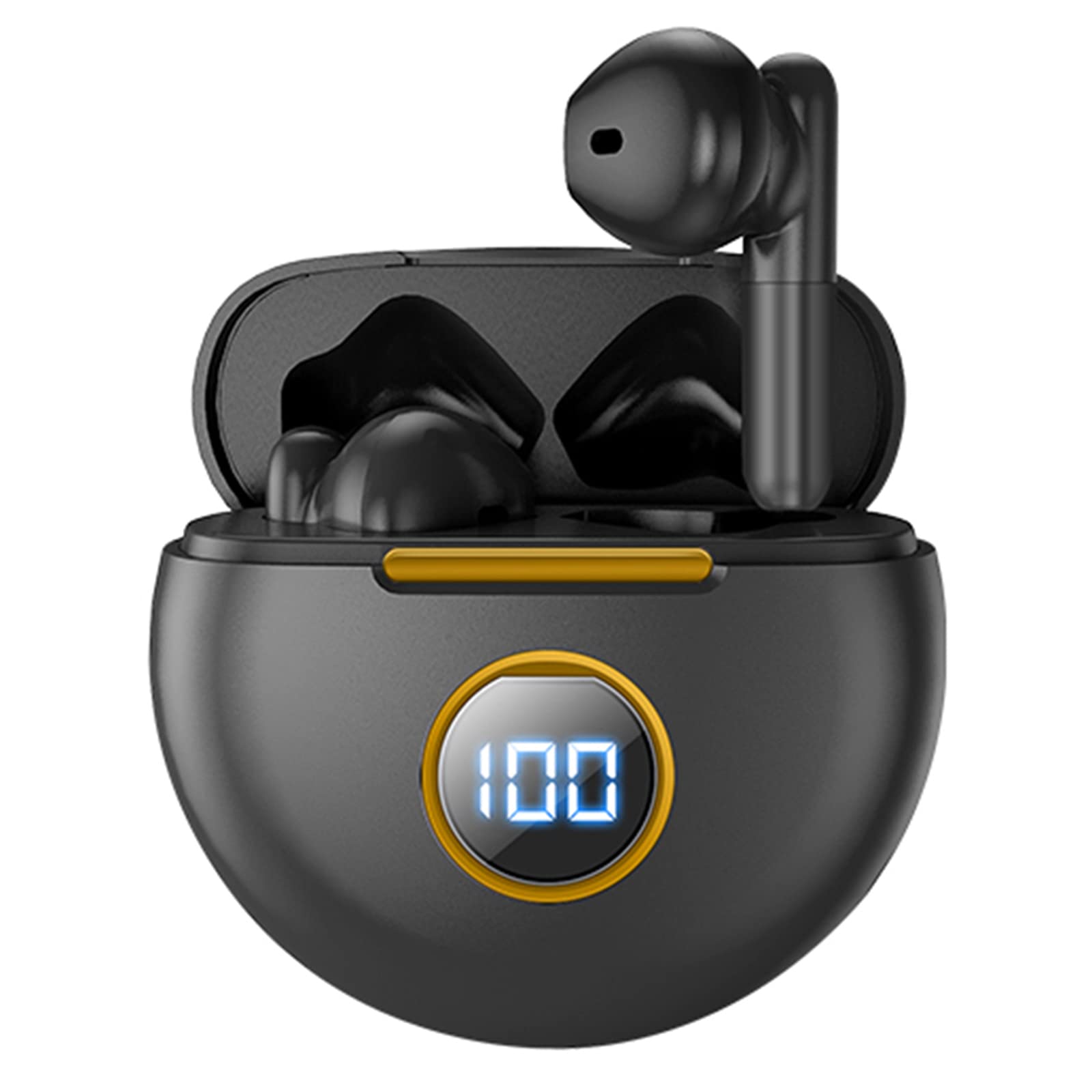 True Wireless Earbuds Bluetooth 5.0 with USB-C Charging Case, IPX7 Waterproof in-Ear Headphones with Touch Control, Built-in Mic & Noise Cancelling - Perfect for Workouts, Running, Commuting (Black)