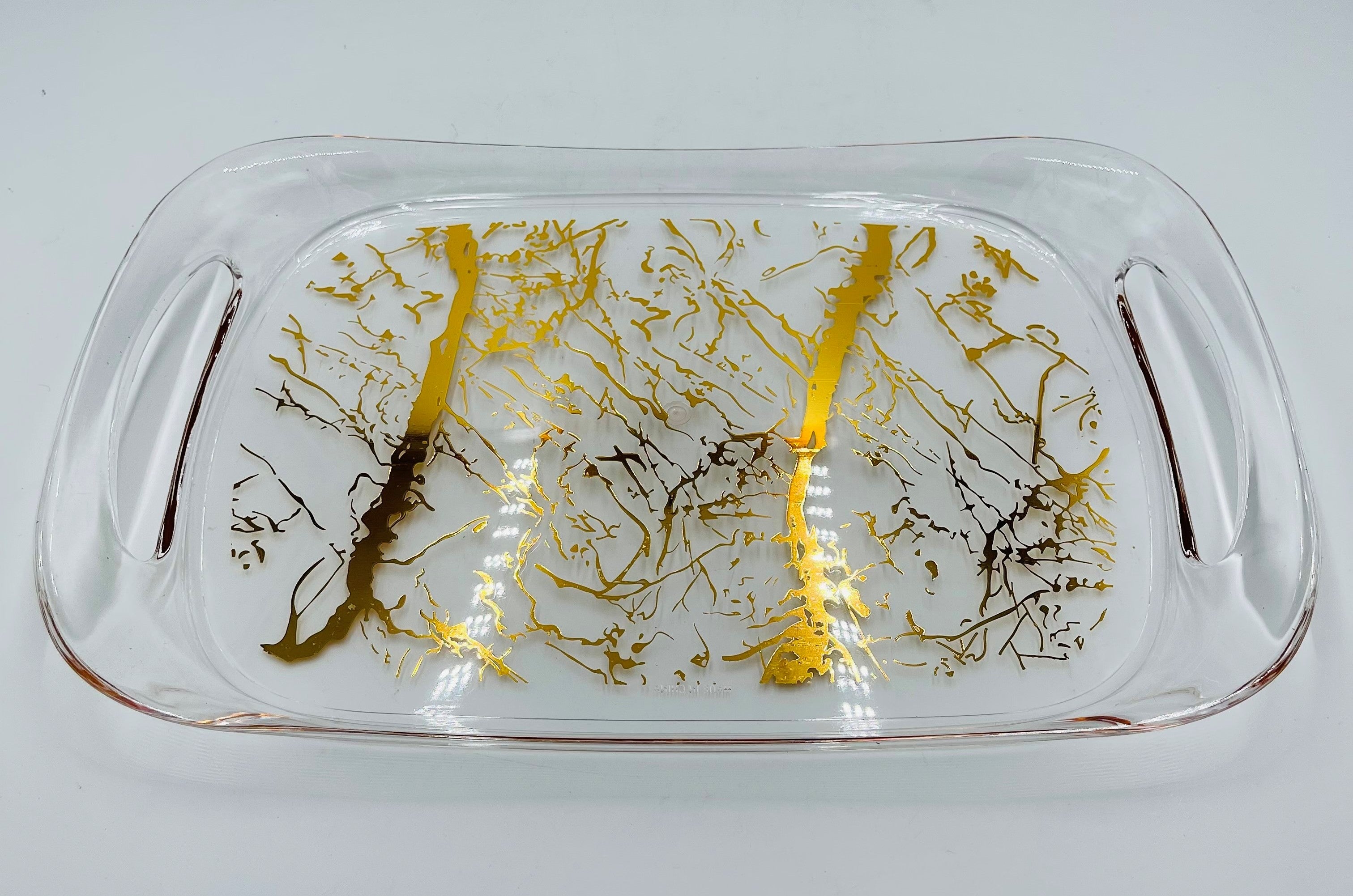 14.5x9.5 Inch Clear Marble Melamine Serving Tray - Medium Size Durable Plastic Tray for Dining, Kitchen, and Party Use