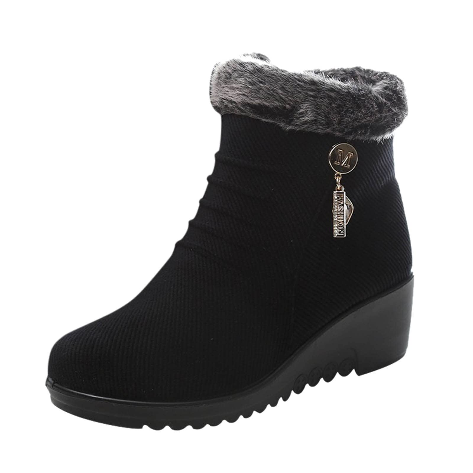 RUIY Women's Winter Ankle Boots with Pearl Accents - Thick Sole Snow Boots for Women, Olive Green Fashion Boots - Perfect for Snowy Days, Casual Outfits & Winter Outings