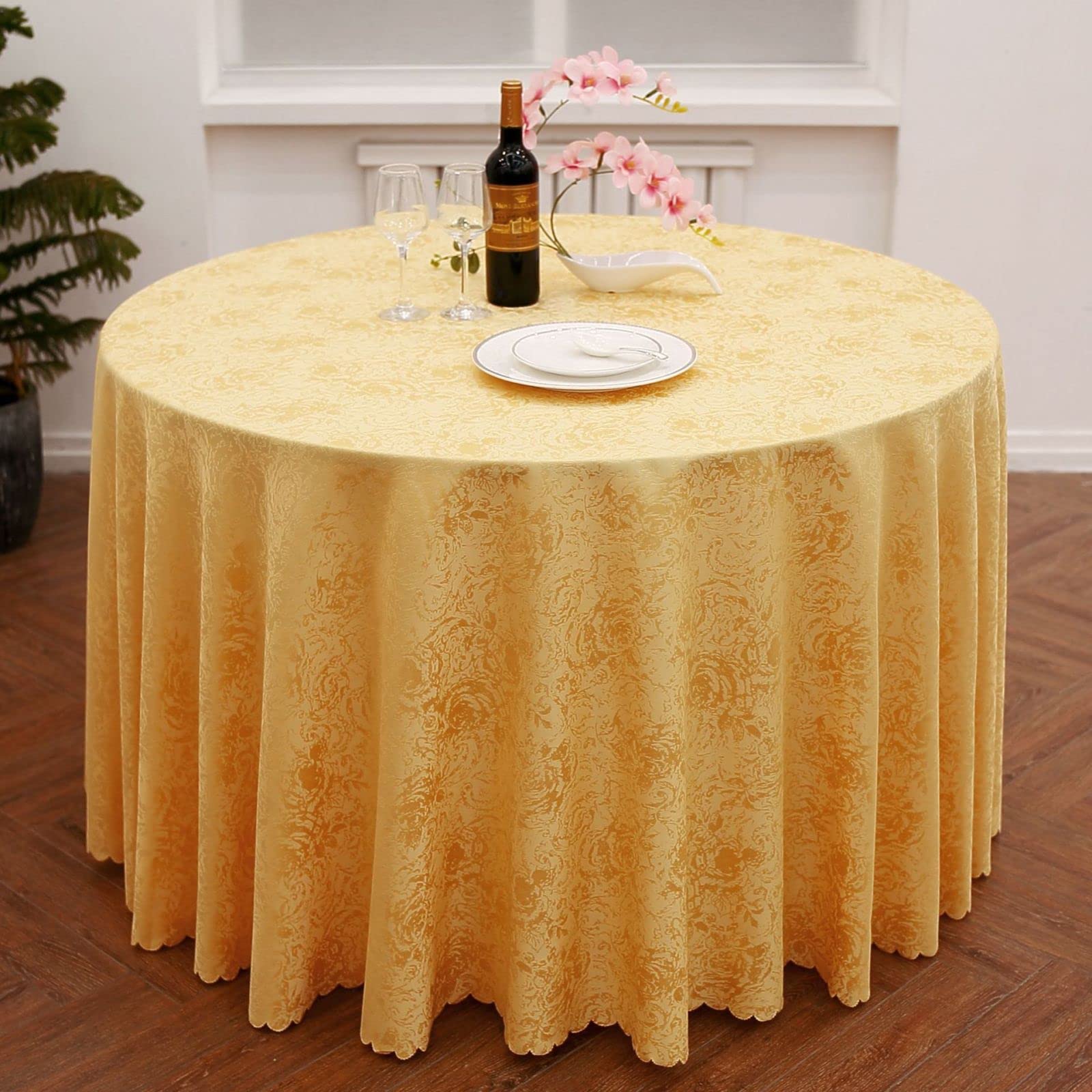 LIUJIU Round Washable Microfiber Tablecloth - Oil, Spill & Water Resistant Table Cover for Indoor & Outdoor Use, 1.2x16m - Perfect for Dining Tables, Picnics, Parties & Home Decor