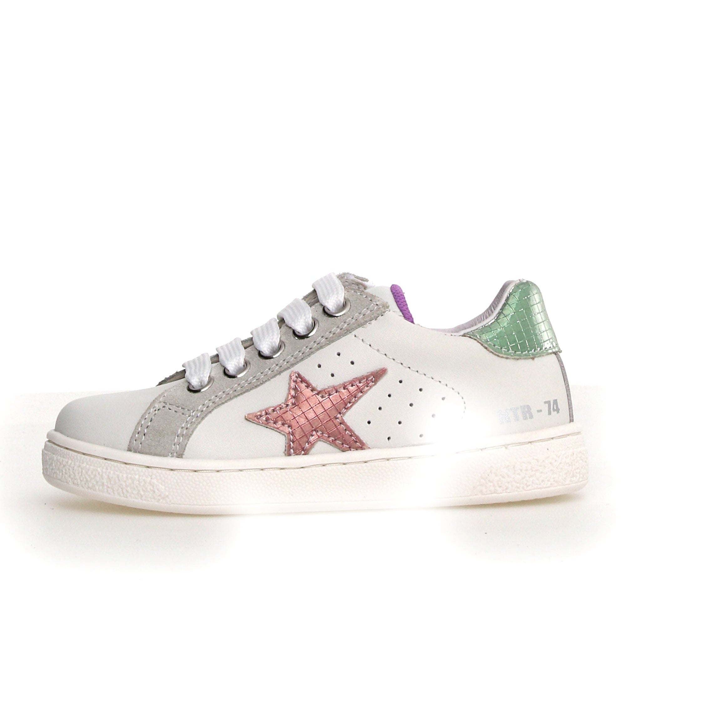 Naturino Girls' Pinn Zip Casual Sneakers - White, Rose & Capri Colors | Comfortable School Shoes & Everyday Wear for Active Kids