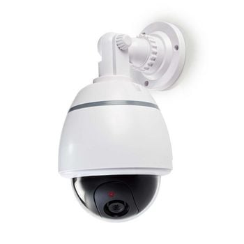 Dummy Security Camera Dome - Fake Outdoor Surveillance Camera with Flashing LED Light for Home & Business Security - Ideal for Deterring Burglars and Enhancing Safety