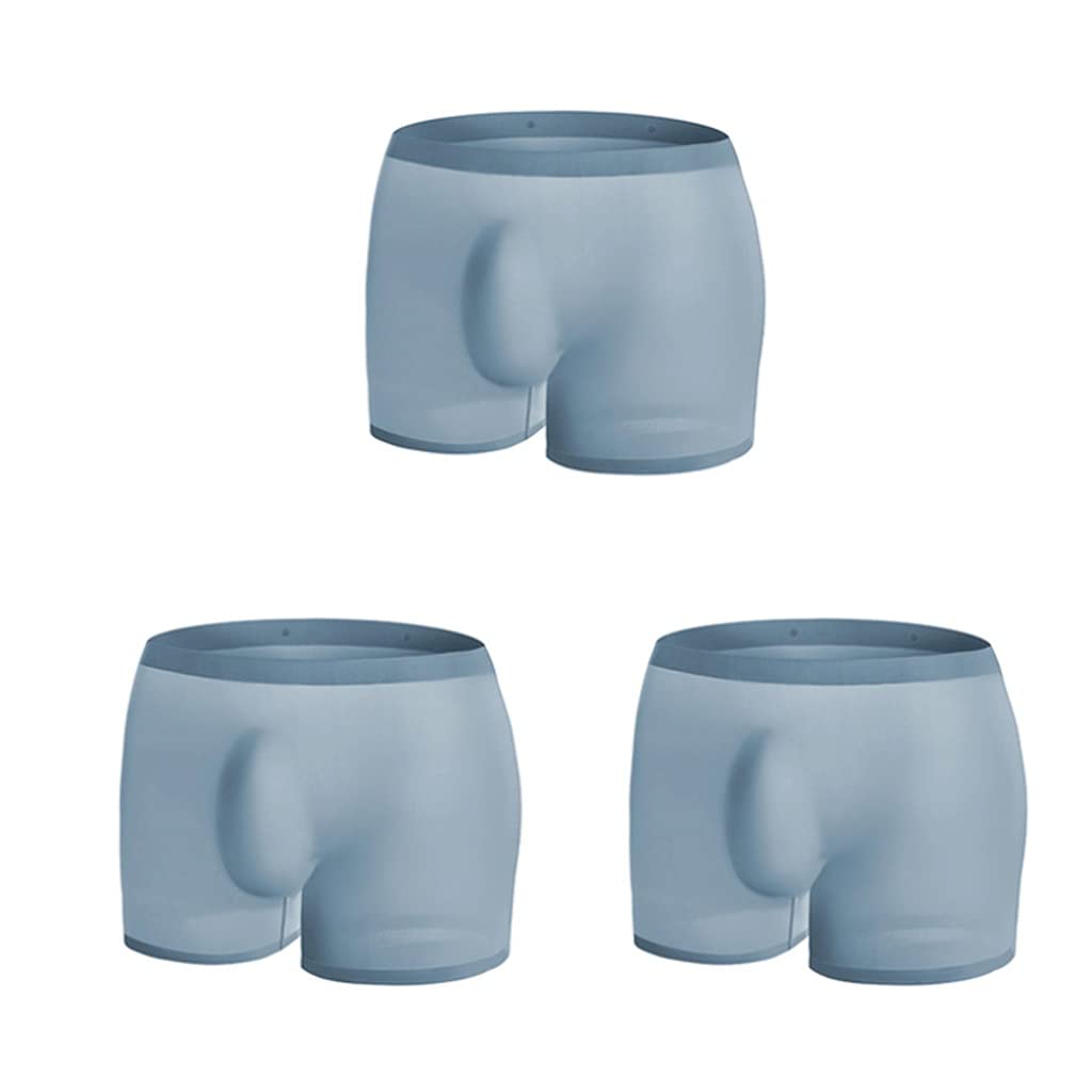 UVWXYZ Men's Boxer Briefs - Seamless Ice Silk Underwear for Men - Breathable & Comfortable - 3 Pack (Blue, Size L) - Perfect for Sports, Travel & Everyday Wear