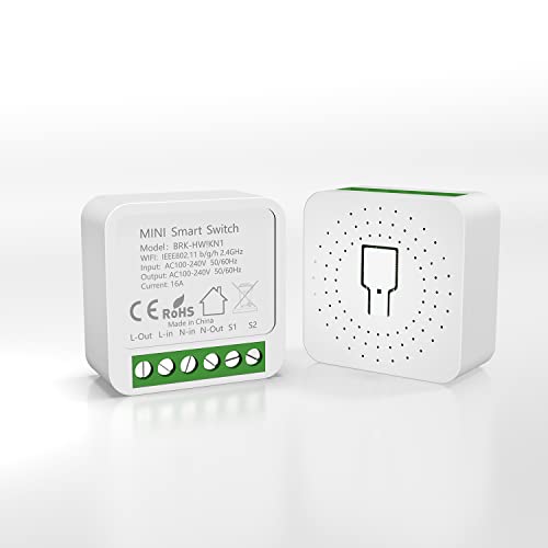 WAITHOME Mini WiFi Smart Wireless Light Switch - 16A Universal DIY Relay Module for Smart Home Automation, Compatible with Siri, Alexa & Google Assistant, No Hub Required (2 Packs) - Ideal for Living Room, Bedroom & Office Lighting Control