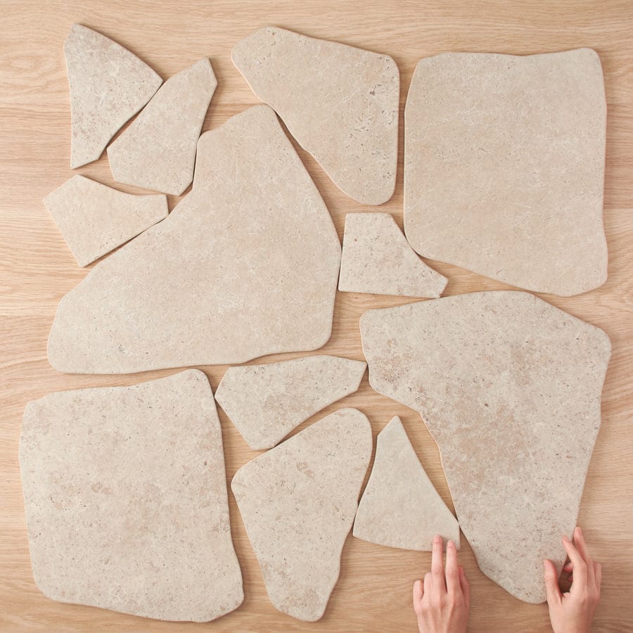 Clovelly Travertine Look Crazy Paving Tile - Natural Stone Floor & Wall Tiles for Patio, Garden, and Outdoor Landscaping
