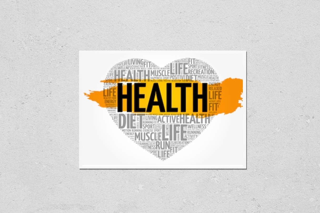 KwikMedia Health Heart Word Cloud Poster - Fitness, Sports & Wellness Concept Art for Home Gym, Office & Motivational Decor