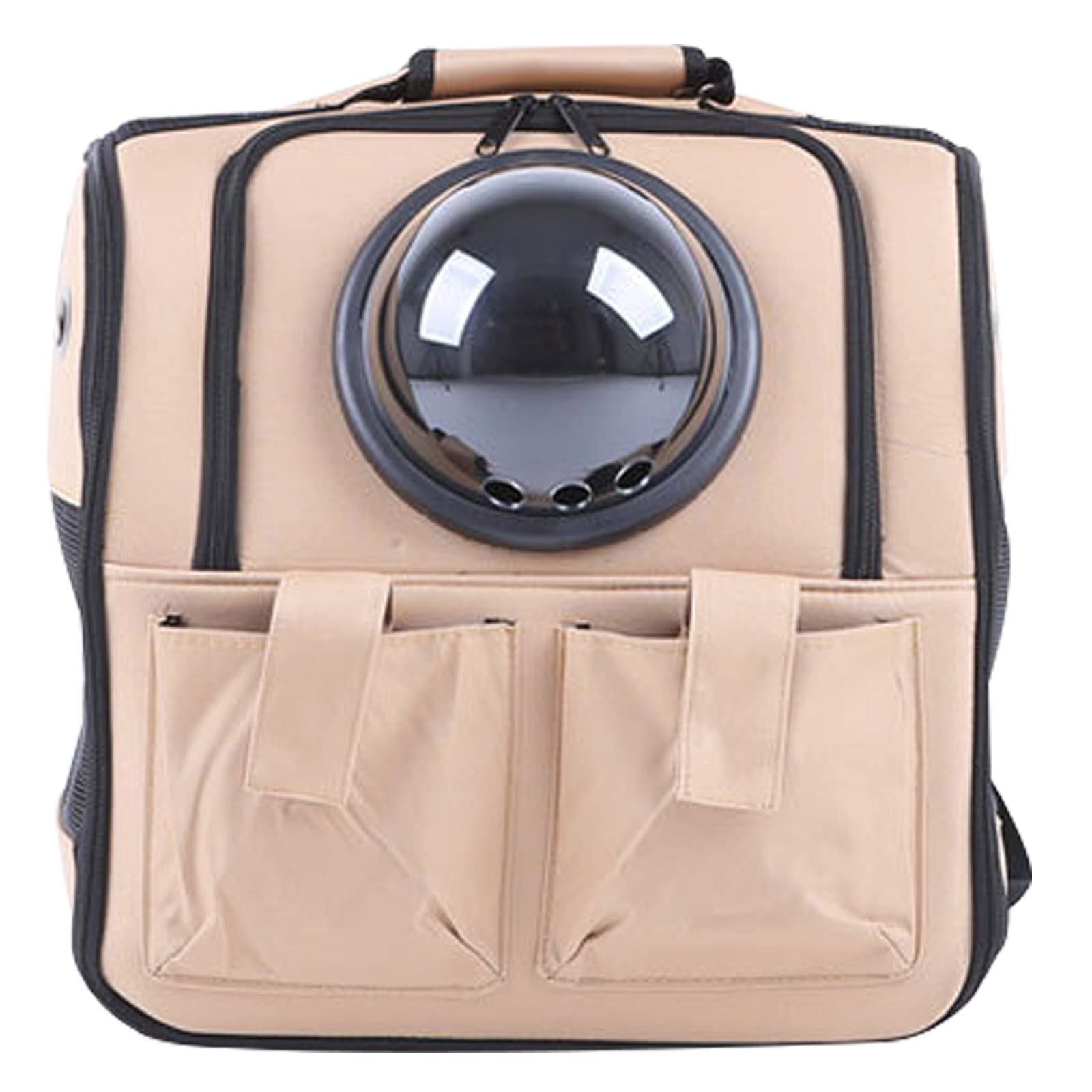 Ventilated Pet Backpack Carrier for Small Dogs & Cats - Comfortable & Secure Travel with Buckle Support - Beige - Ideal for Hiking, Air Travel & Outdoor Adventures