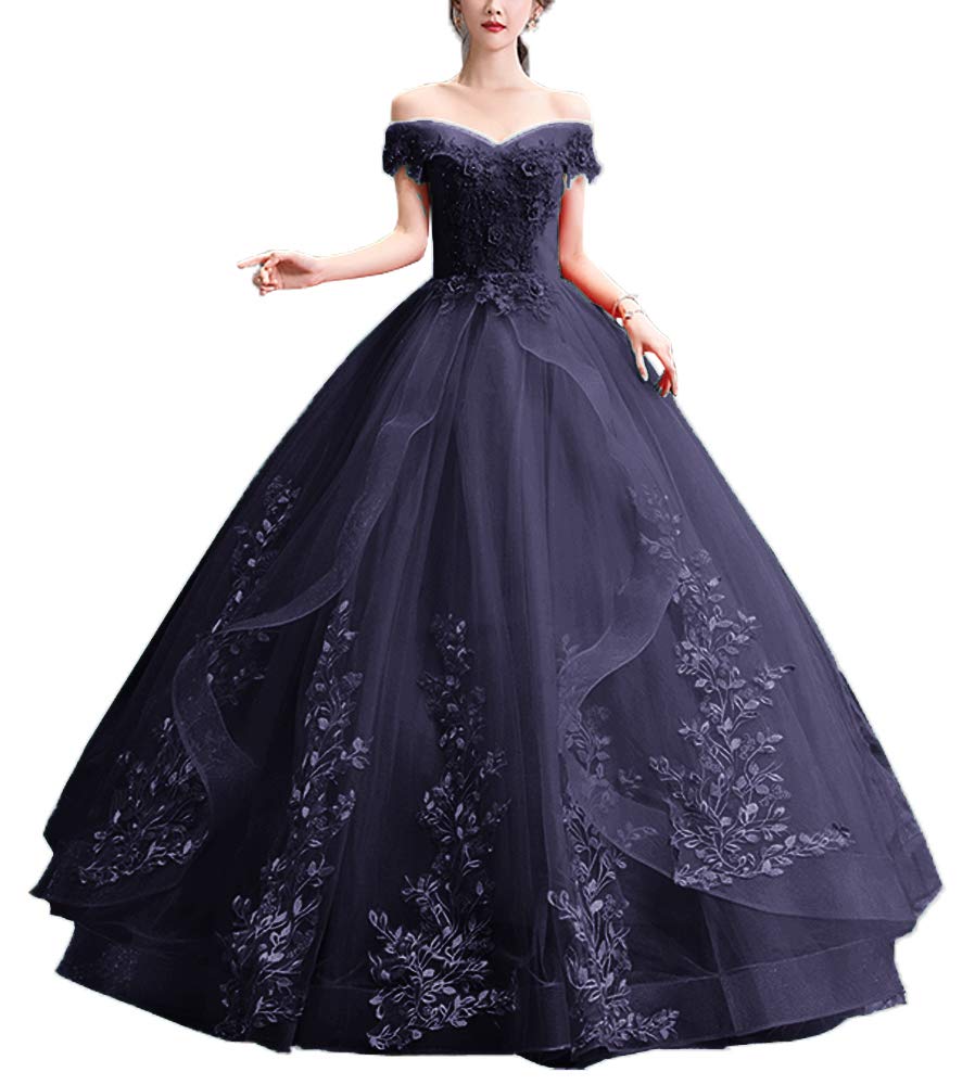 LBKKC Women's Sweet 16 Ball Gown Dress - Off Shoulder Tulle Lace Quinceanera Dress for Teens, Sleeveless Plus Size Formal Gown - Perfect for Sweet 16 Parties, Prom, Quinceañera & Special Occasions