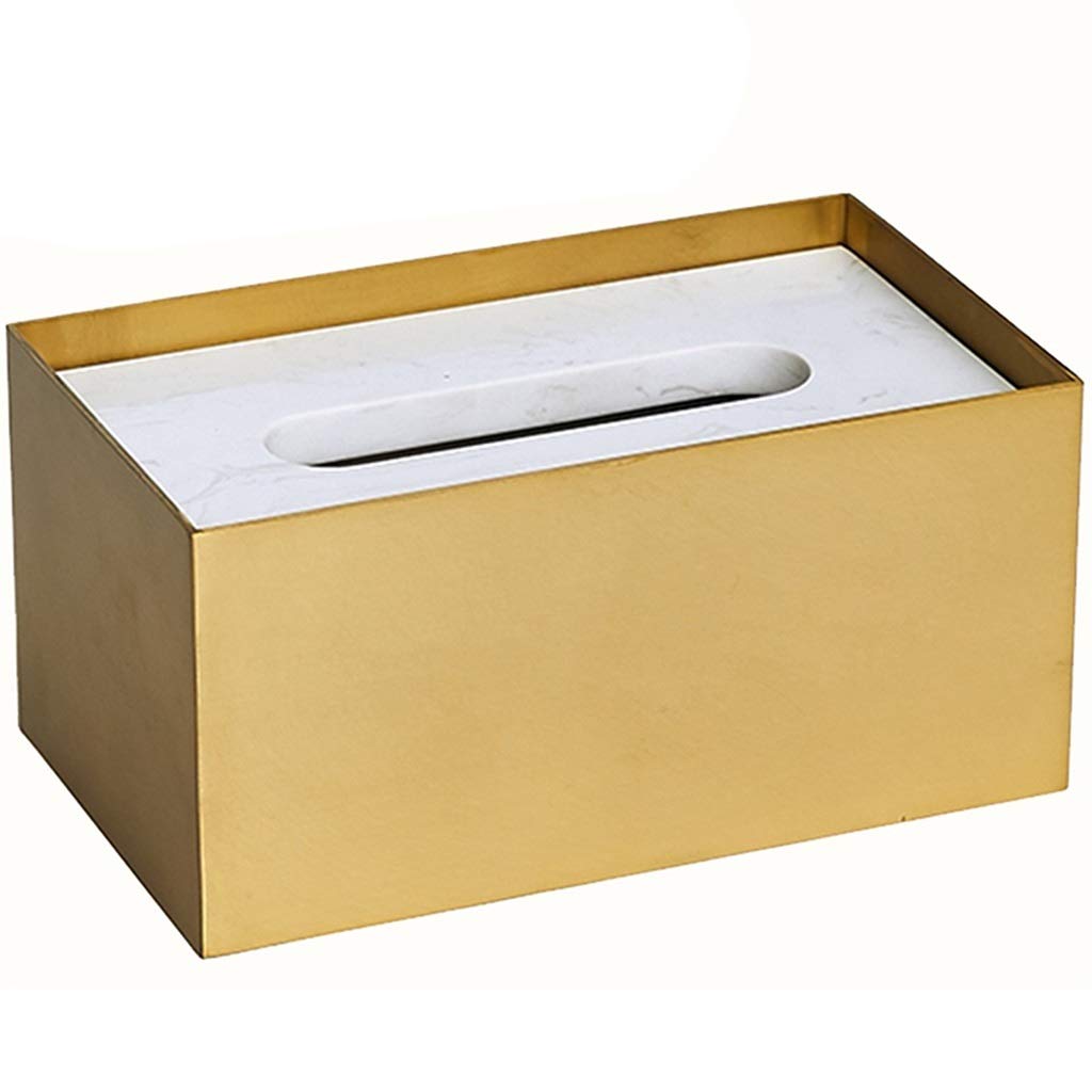 Creative Brass Tissue Box Holder for KTV & Restaurant - Gold 23x13x11cm