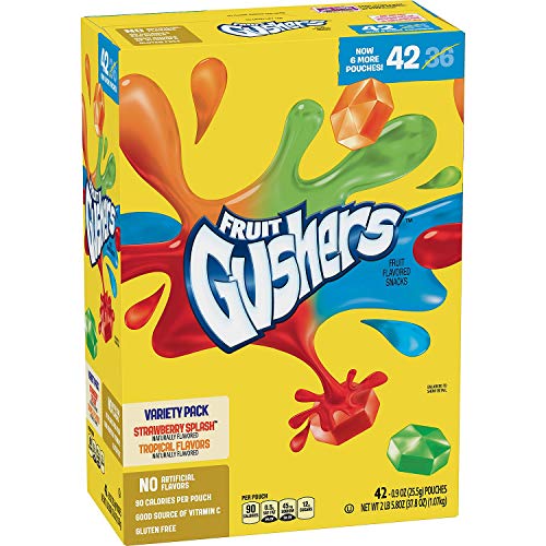Fruit Gushers Variety Pack - Strawberry Splash & Tropical Flavors, 42 Count (Pack of 6) | Kids Snacks, Lunch Box Treats, Party Favors & On-the-Go Snacks