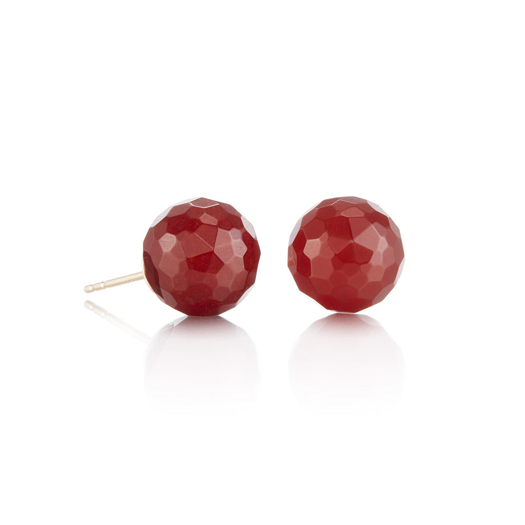 10mm Faceted Carnelian Bead Earrings - Natural Gemstone Dangle Earrings for Women, Handmade Boho Jewelry | Perfect for Parties, Weddings & Everyday Wear