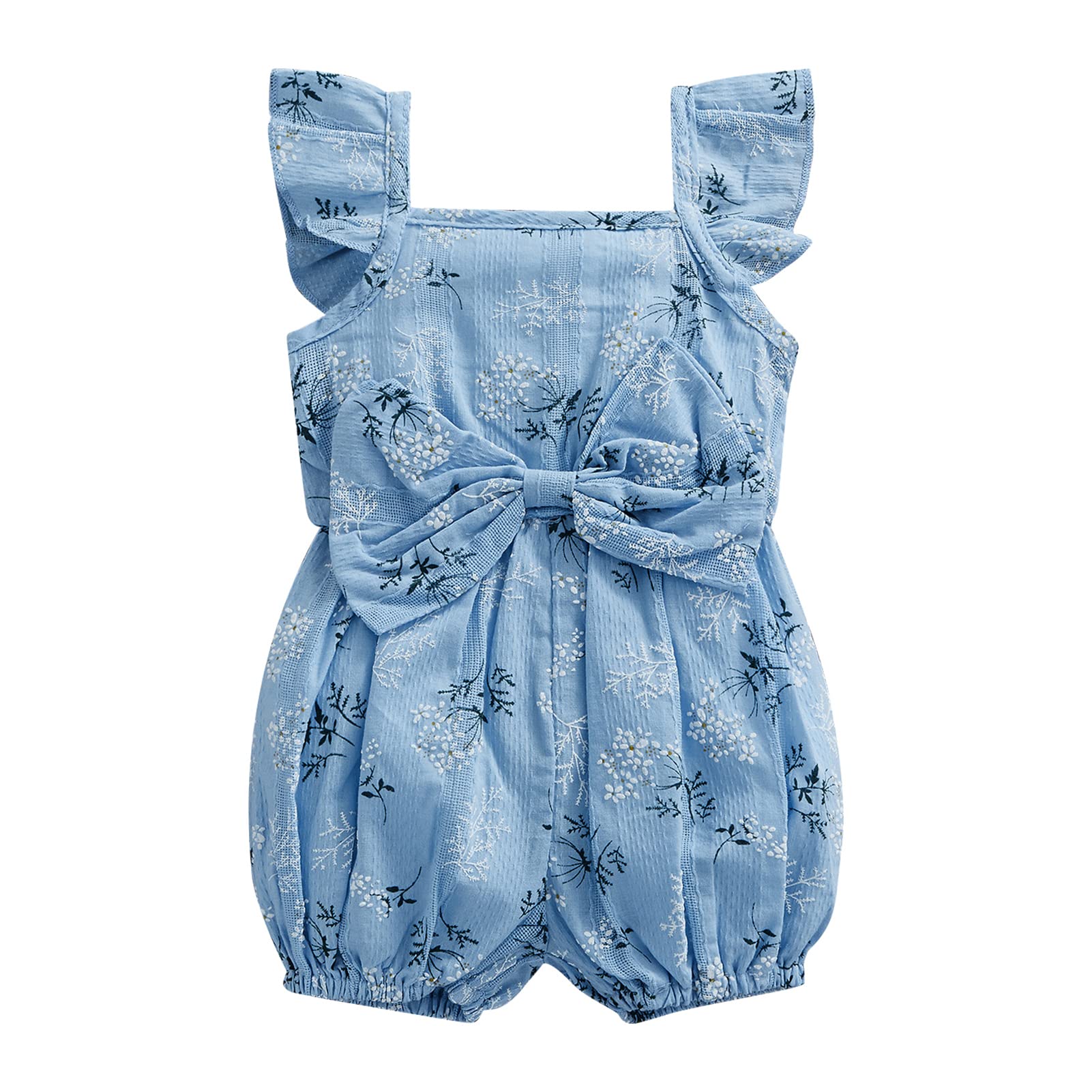Floral Baby Girl Romper Jumpsuit - Bowknot Bodysuit Summer Outfit for Infant & Toddler | Perfect for Playdates, Beach Trips & Photo Shoots