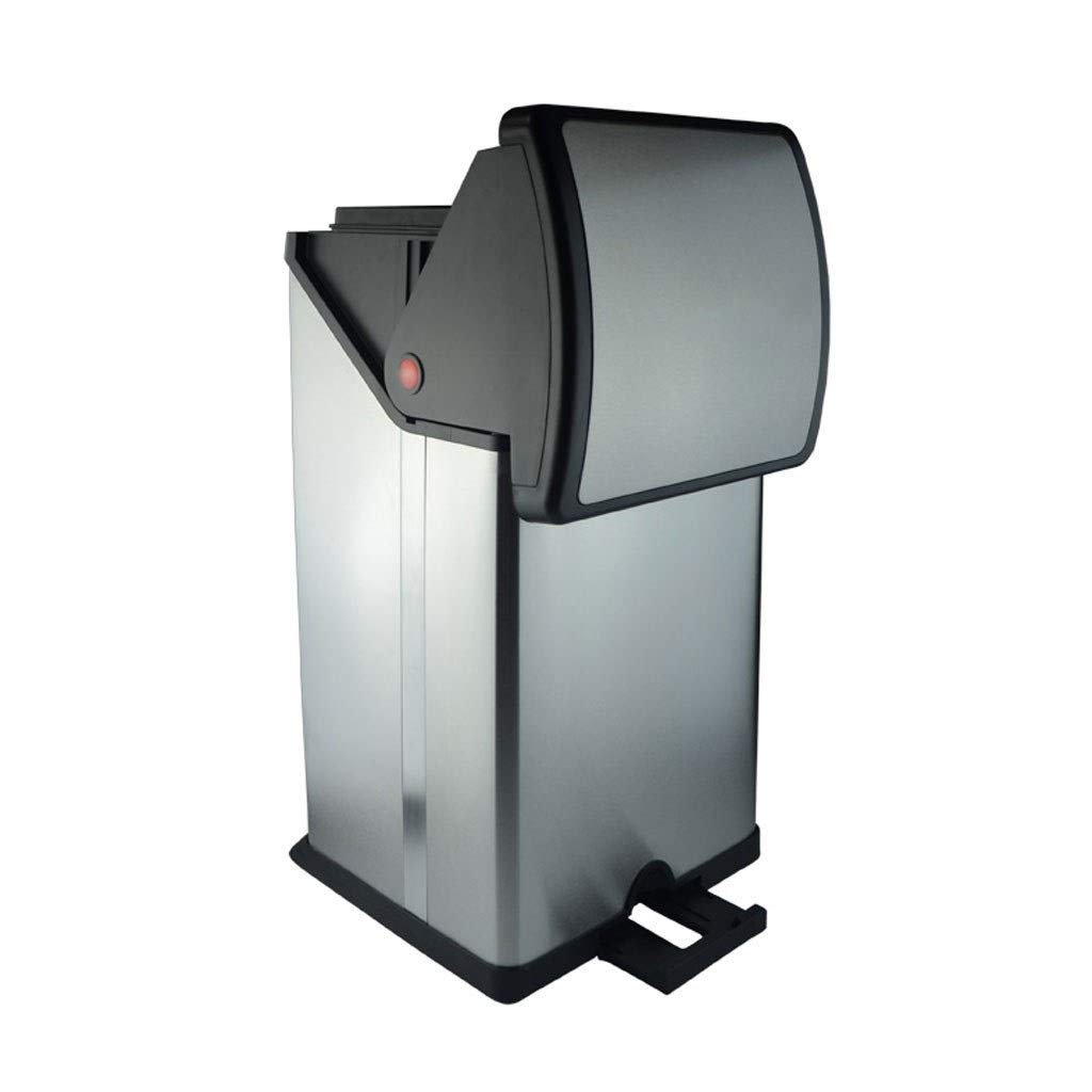 30L / 8 Gallon Rectangular Step Trash Can for Kitchen & Bedroom - Silent Lift Design, Large Pedals, Brushed Stainless Steel - Perfect for Home, Office & Bathroom Waste Disposal