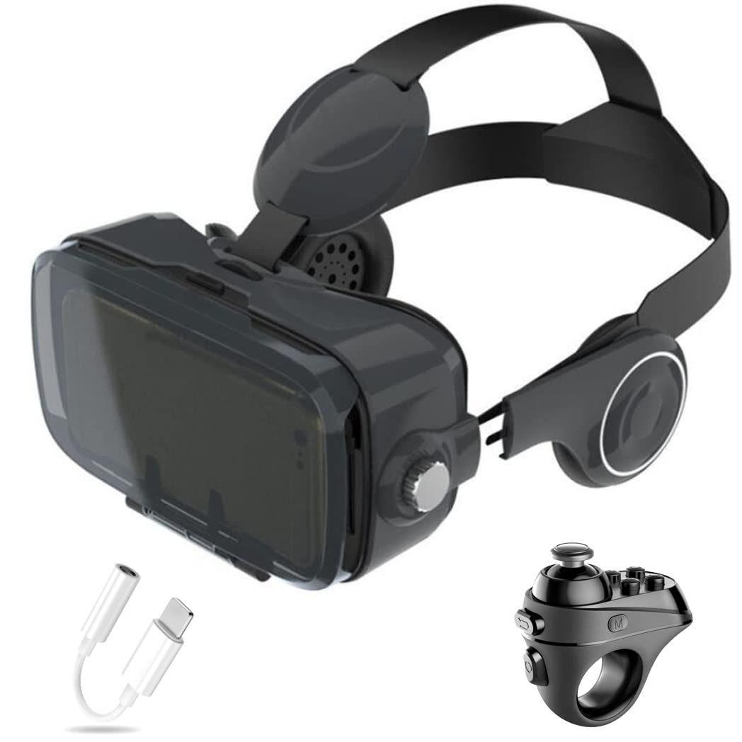 3D VR Headset with Bluetooth Controller - Compatible with iPhone 13 Pro Max/13 Pro/13/12/11, Samsung Galaxy S21, Huawei & Xiaomi Series - Immersive Virtual Reality Gaming & Movie Experience (Color: Green, OS: iOS)
