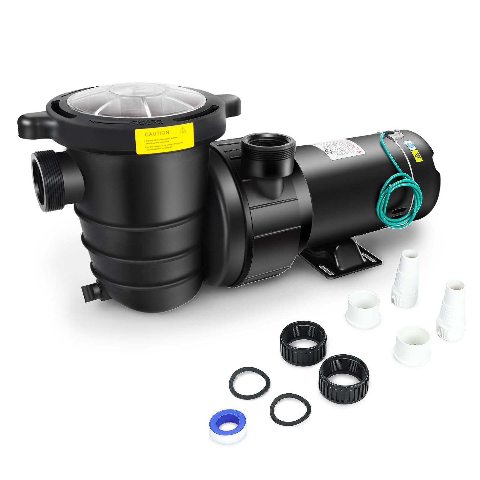 1.0 HP In-Ground & Above Ground Swimming Pool Pump - 110V, 5220 GPH Single Speed Pool Water Pump with Filter Basket | Ideal for Residential Pools, Spas, and Water Features