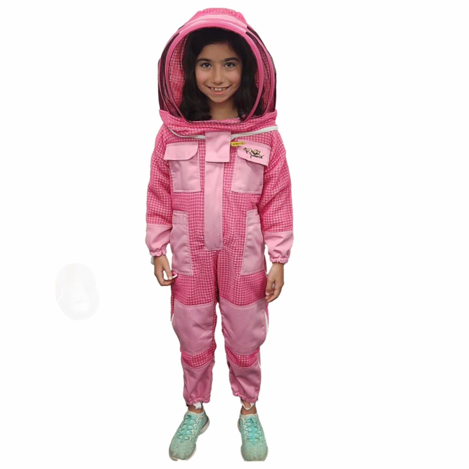 3 Layer Kids Beekeeping Suit - Pink Beekeeping Jacket & Pants Set for Children - Protective Beekeeping Gear for Outdoor Activities, Farm Visits, and Honey Harvesting