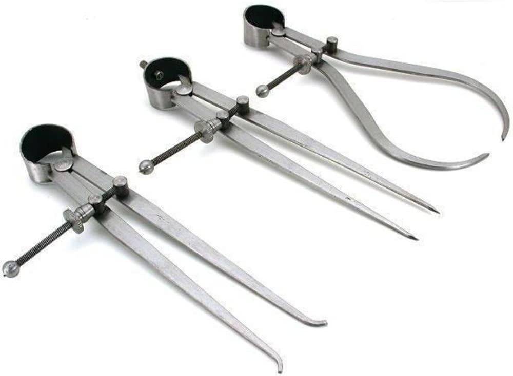 3-Piece Spring Caliper Set - Inside, Outside & Divider (12 Inch/300mm) - Precision Measuring Tools for Metalworking, Woodworking & Engineering | Workshop, Tool Room & DIY Projects
