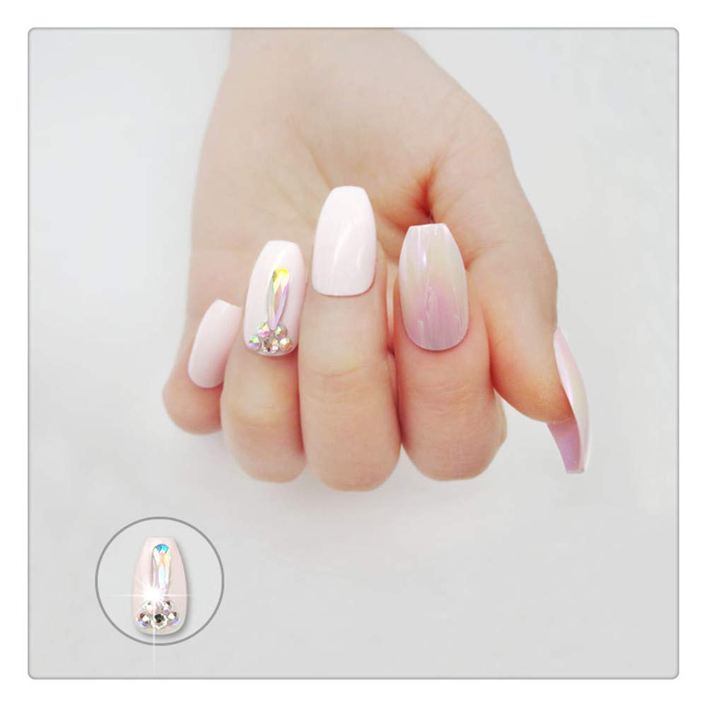 False Nails - Almond Shaped Press On Nails with Ballet Design, Manicure Jewelry Gift Set for Women - Perfect for Parties, Weddings & Special Occasions