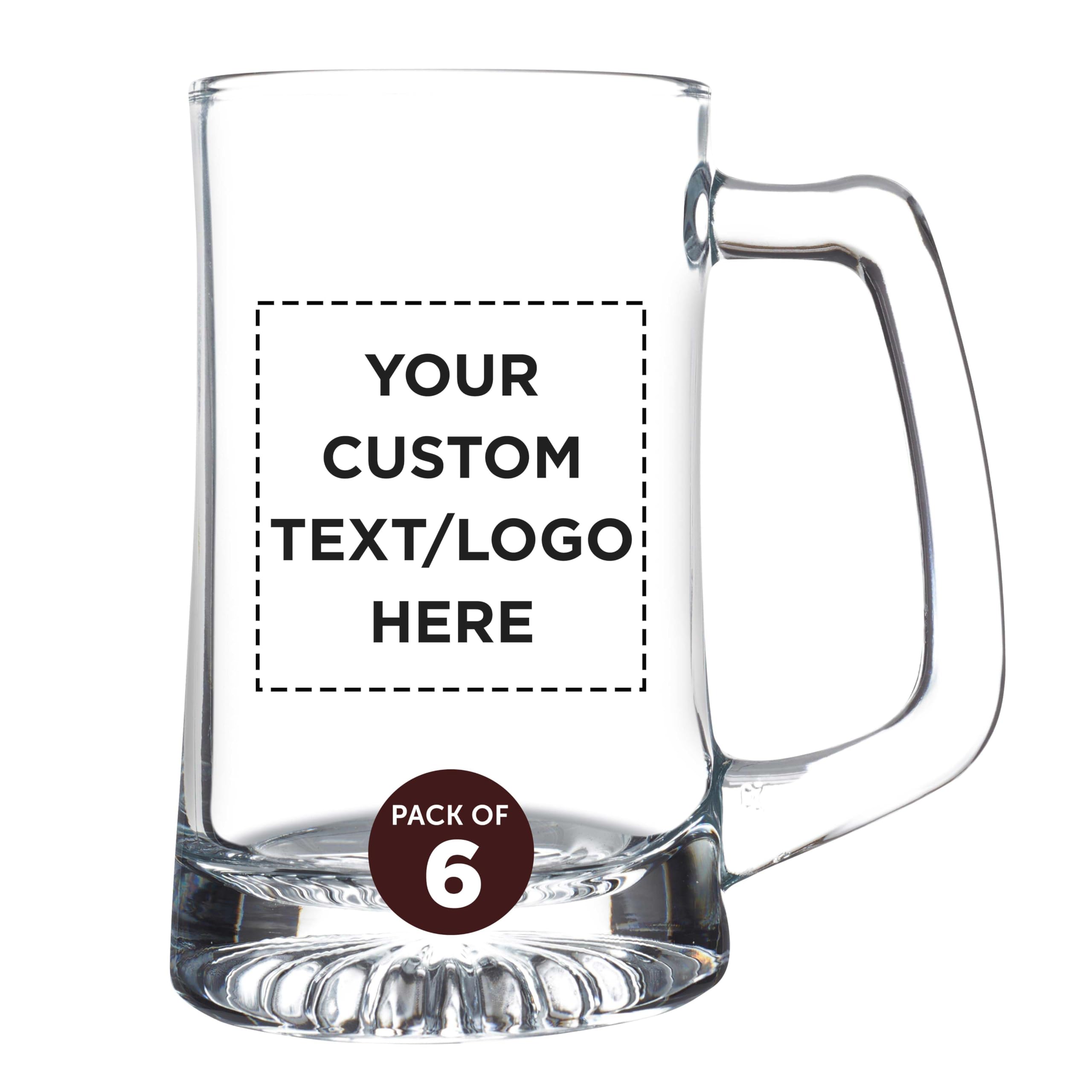 Personalized 14 oz ARC Glass Beer Mugs Set of 6 - Custom Bulk Barware for Oktoberfest, Pubs & Restaurants - Durable Clear Drinking Glasses - Perfect for Parties, Gifts & Commercial Use