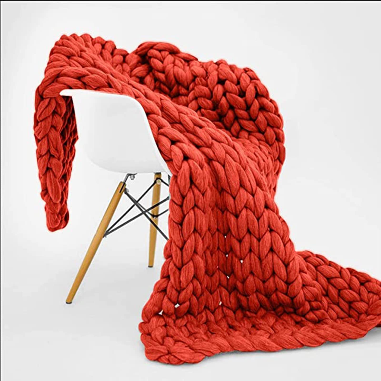 LIERITIYU 39x59 Inch Chunky Knit Blanket - Oversized Hand-Knitted Throw Blanket for Adults, Soft Yarn Blanket for Sofa, Bed & Couch - Perfect for Cozy Nights, Winter Warmth & Home Decor (Red, 100x150cm)
